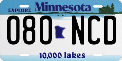 MN license plate 080NCD