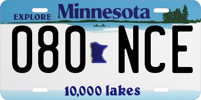 MN license plate 080NCE