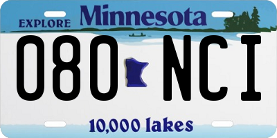 MN license plate 080NCI