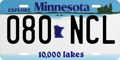 MN license plate 080NCL