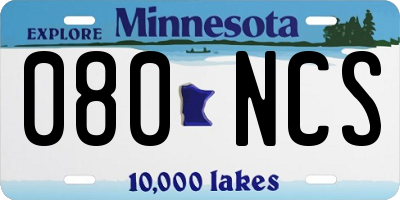 MN license plate 080NCS