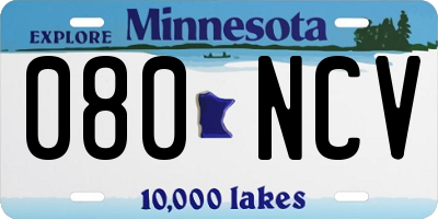 MN license plate 080NCV