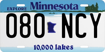 MN license plate 080NCY