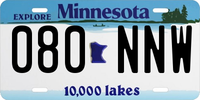 MN license plate 080NNW