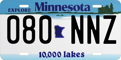 MN license plate 080NNZ