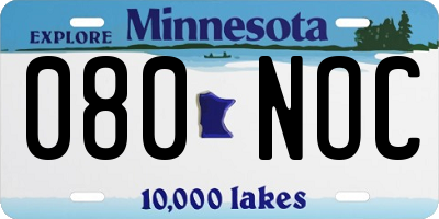 MN license plate 080NOC
