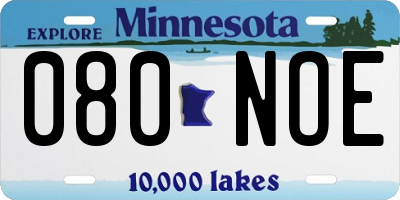 MN license plate 080NOE