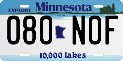 MN license plate 080NOF