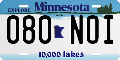 MN license plate 080NOI