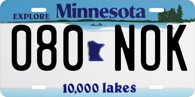 MN license plate 080NOK