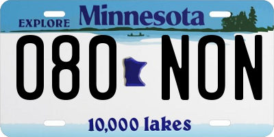 MN license plate 080NON