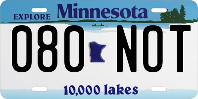 MN license plate 080NOT