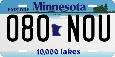MN license plate 080NOU