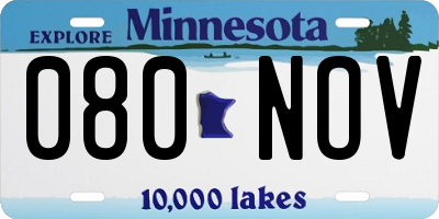 MN license plate 080NOV