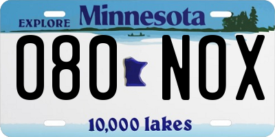 MN license plate 080NOX