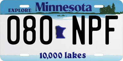 MN license plate 080NPF