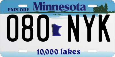 MN license plate 080NYK