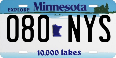 MN license plate 080NYS