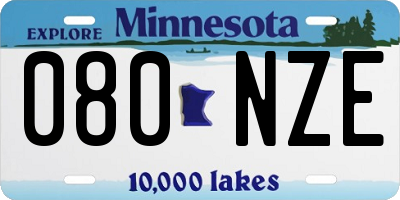 MN license plate 080NZE