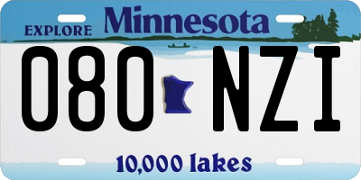 MN license plate 080NZI