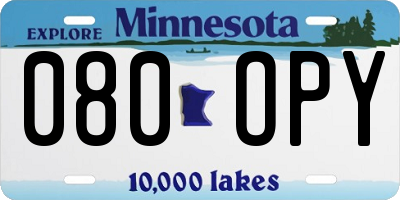 MN license plate 080OPY
