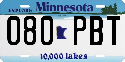 MN license plate 080PBT