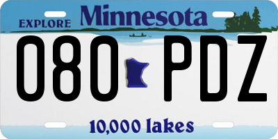 MN license plate 080PDZ