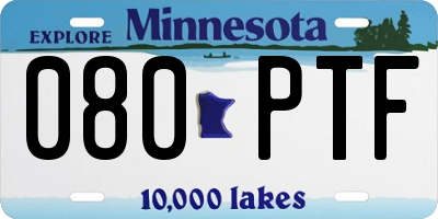MN license plate 080PTF