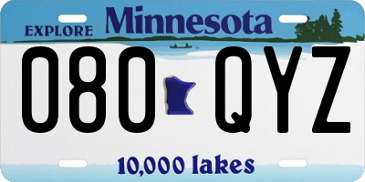 MN license plate 080QYZ