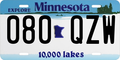 MN license plate 080QZW