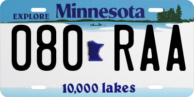 MN license plate 080RAA