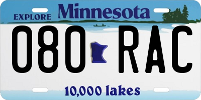 MN license plate 080RAC