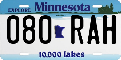 MN license plate 080RAH
