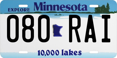 MN license plate 080RAI