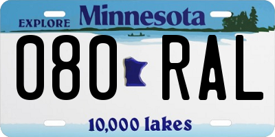 MN license plate 080RAL