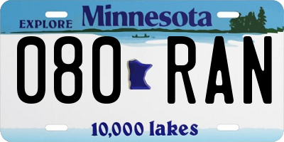 MN license plate 080RAN