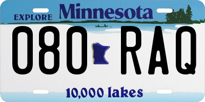 MN license plate 080RAQ