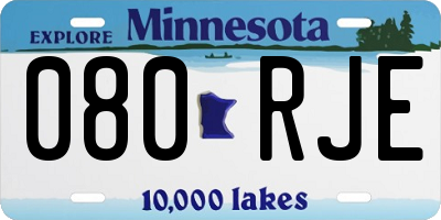 MN license plate 080RJE