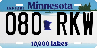 MN license plate 080RKW