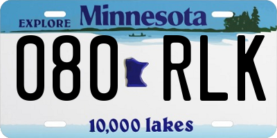 MN license plate 080RLK