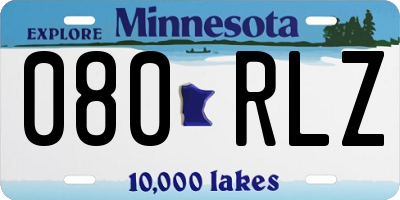 MN license plate 080RLZ