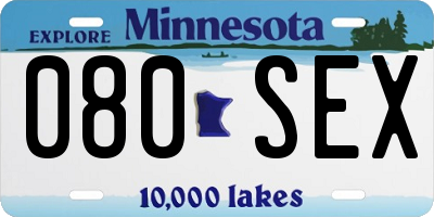 MN license plate 080SEX