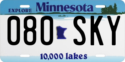 MN license plate 080SKY