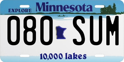 MN license plate 080SUM