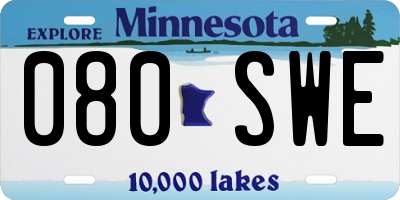 MN license plate 080SWE