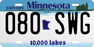 MN license plate 080SWG