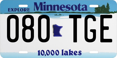 MN license plate 080TGE