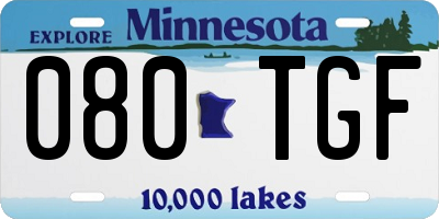MN license plate 080TGF