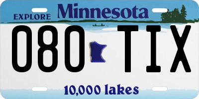 MN license plate 080TIX