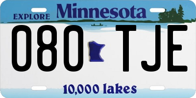 MN license plate 080TJE